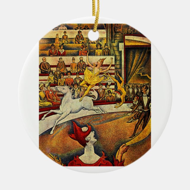 Georges Seurat's The Circus (1891) Ceramic Tree Decoration (Front)