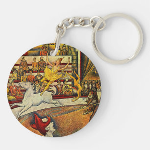 Georges Seurat's The Circus (1891) - Clown & Rider Key Ring