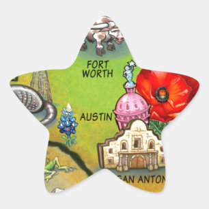 Georgetown Texas Cartoon Map Star Sticker