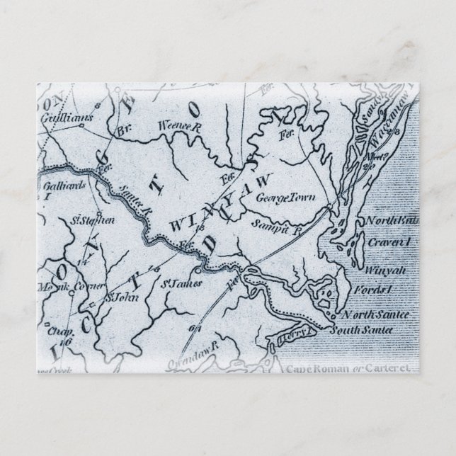 Georgetown Winyah South Carolina Map Post Card (Front)