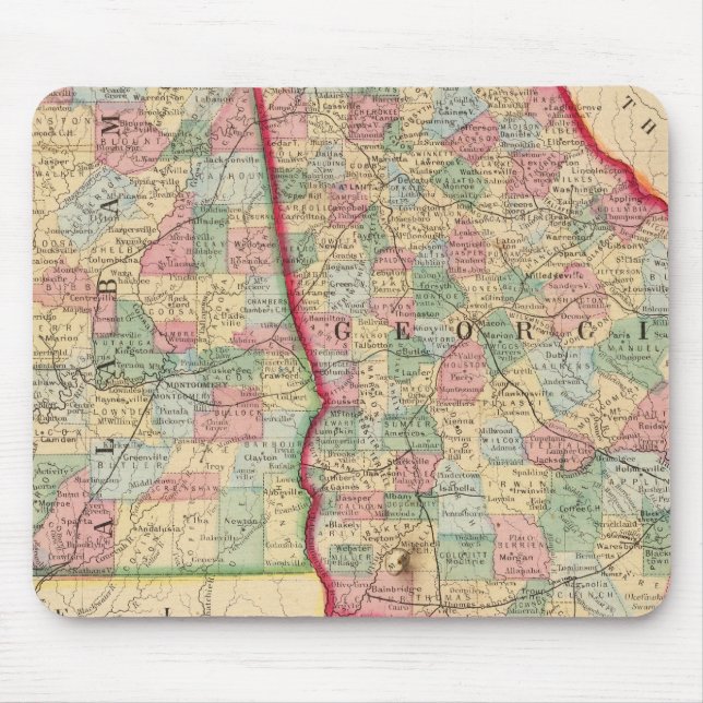 Georgia, Alabama Map by Mitchell Mouse Pad (Front)