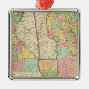Georgia and Alabama 3 Metal Tree Decoration