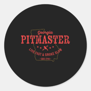 Georgia Bbq Pitmaster For Meat Smoking Barbecuing Classic Round Sticker