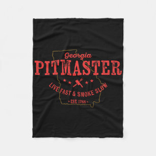 Georgia Bbq Pitmaster For Meat Smoking Barbecuing Fleece Blanket