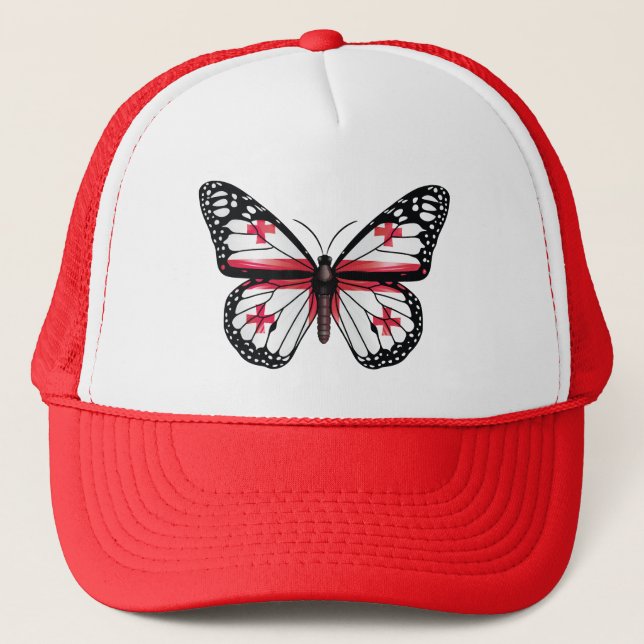 Georgia butterfly monarch flag trucker hat (Front)