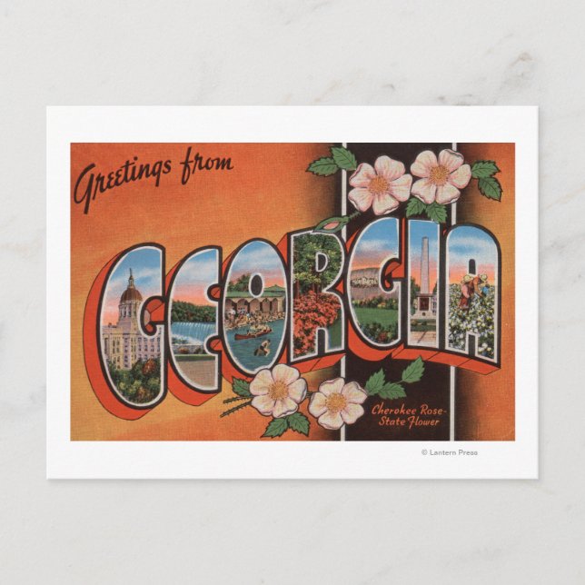 Georgia (Cherokee Rose) - Large Letter Scenes Postcard (Front)