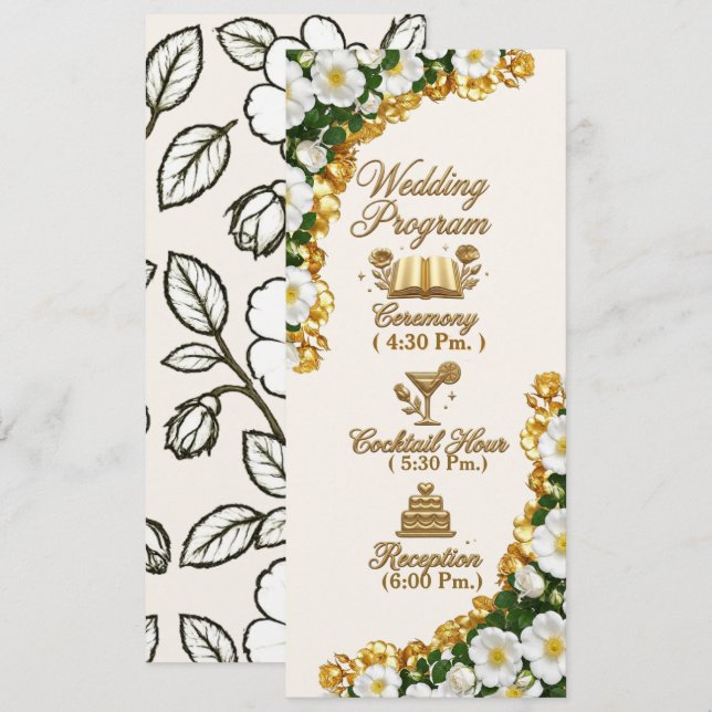 Georgia Cherokee Rose Wedding Program Card (Front/Back)