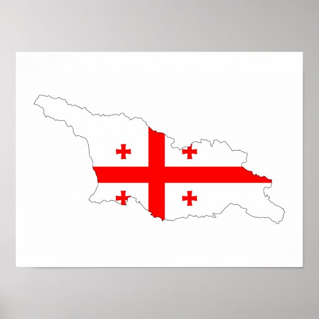 georgia country flag map shape symbol poster (Front)