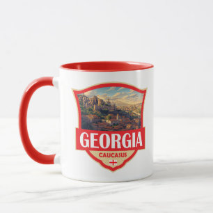 Georgia Country Illustration Retro Badge Mug