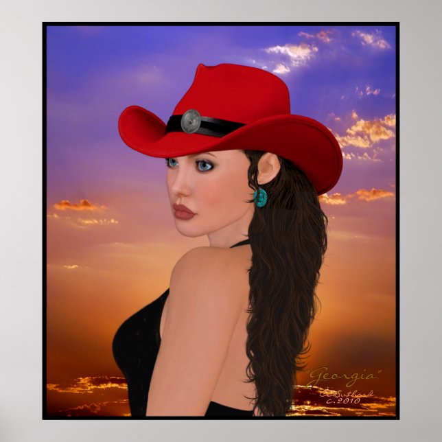 "Georgia" digital Artwork Western Cowgirl Print (Front)