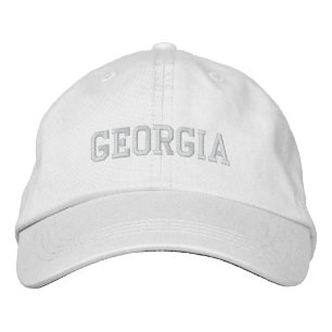 Georgia Embroidered Adjustable Cap White