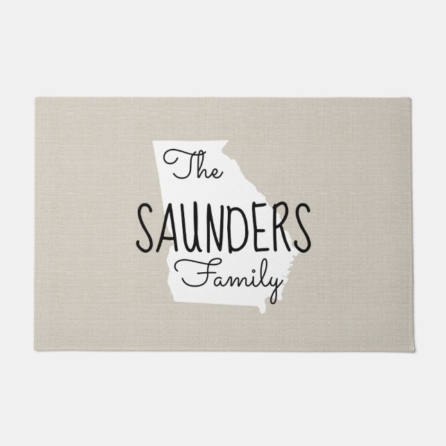 Georgia Family Monogram State Doormat (Front)