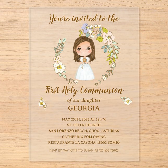 GEORGIA First Communion acrylic invitation (Front)