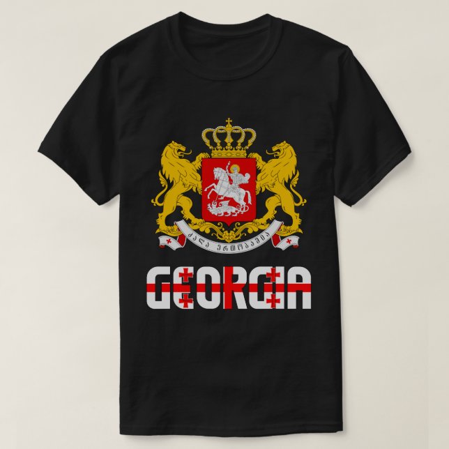 Georgia Flag and Coat Of Arms Patriotic T-Shirt (Design Front)