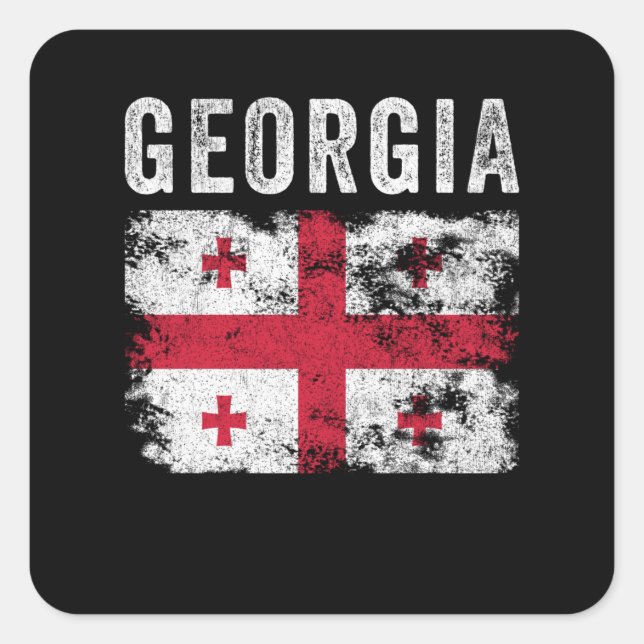 Georgia Flag Distressed - Georgian Flag Square Sticker (Front)
