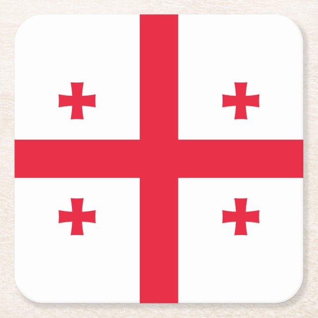 Georgia Flag Square Paper Coaster (Front)