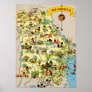 Georgia Funny Vintage Map Poster