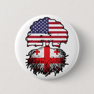 Georgia Georgian American USA United States 6 Cm Round Badge