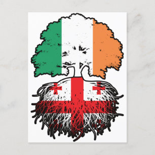 Georgia Georgian Irish Ireland Tree Roots Flag Postcard
