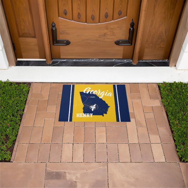 Georgia Gold and Navy  Doormat (Outdoor)