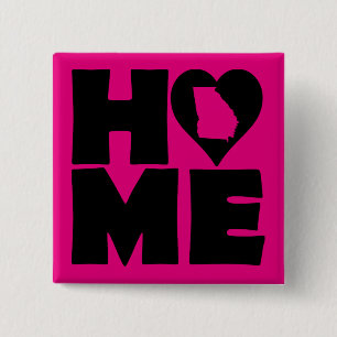Georgia Home Heart State Button Badge Pin