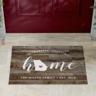 Georgia Home State Personalised Wood Look Doormat