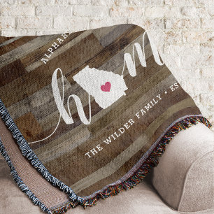 Georgia Home State Personalised Wood Look Throw Blanket