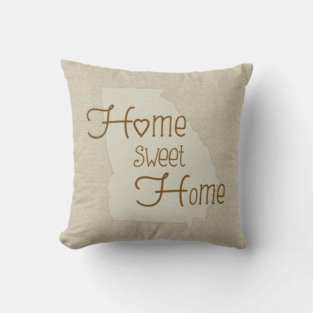Georgia-Home Sweet Home burlap-look custom name Cushion (Front)