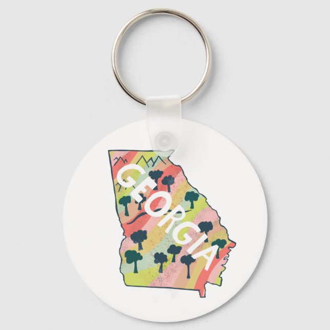 Georgia Illustrated Map Key Ring (Front)