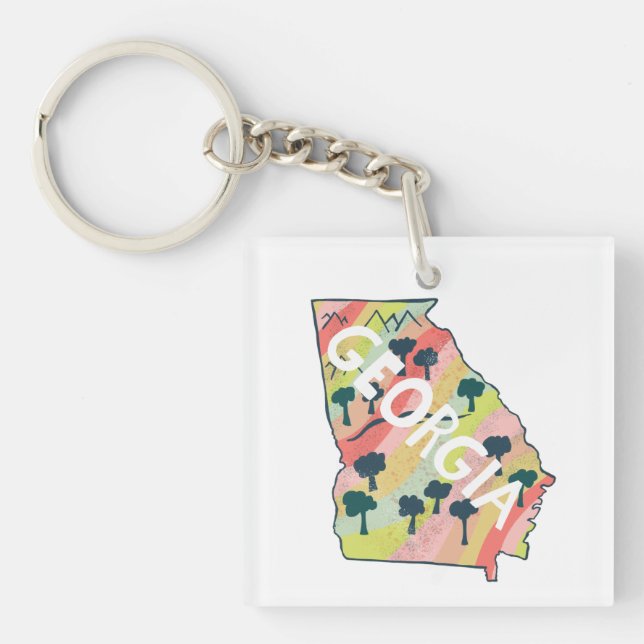 Georgia Illustrated Map Key Ring (Front)