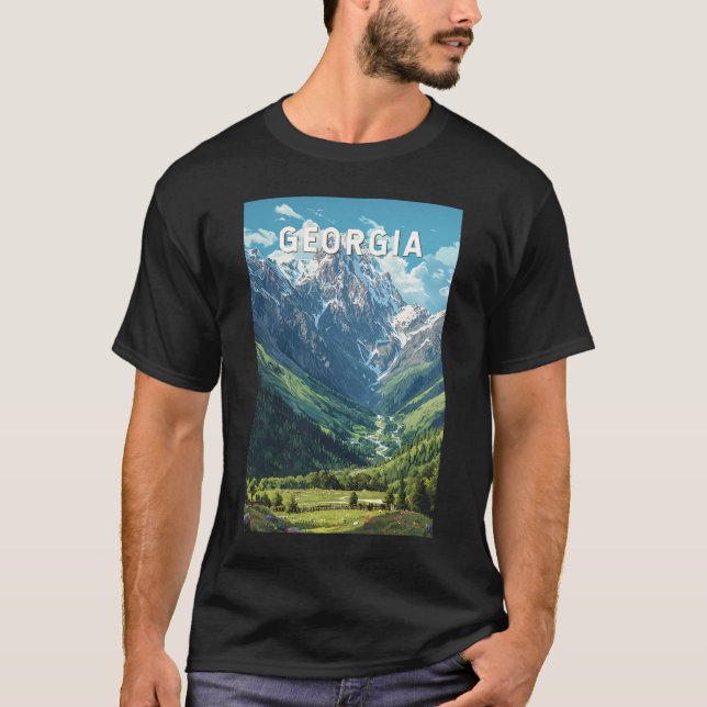 Georgia Illustration Travel Art Vintage T-Shirt (Front)