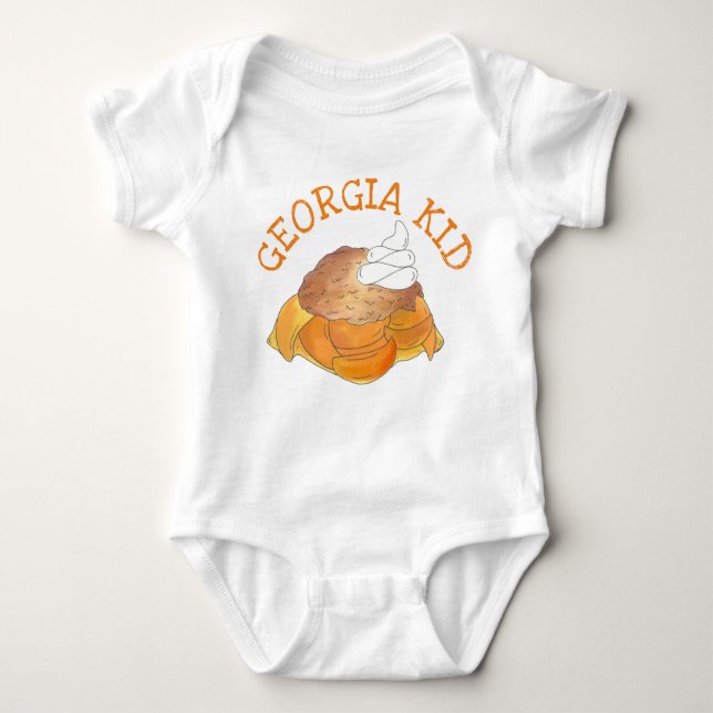 Georgia Kid Peach Cobbler Southern Dessert Foodie Baby Bodysuit (Front)