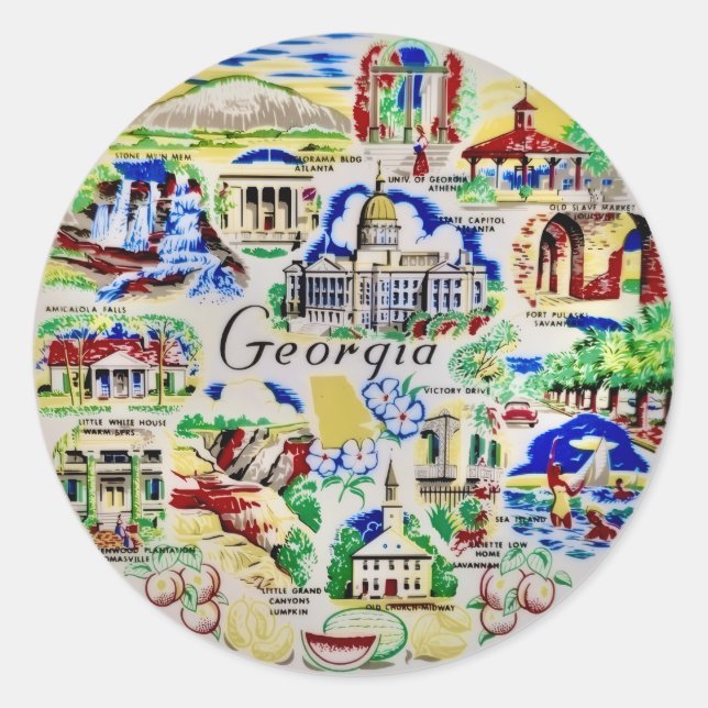 Georgia Landmarks  Classic Round Sticker (Front)