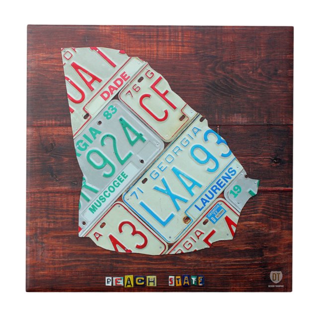 Georgia License Plate Map Ceramic Tile (Front)