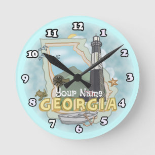 Georgia Lighthouse  Round Clock