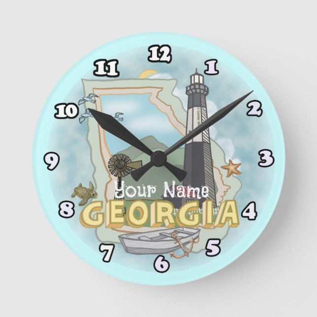 Georgia Lighthouse  Round Clock (Front)