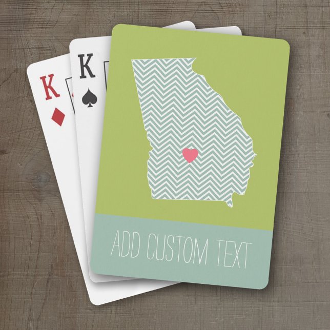 Georgia Love with Custom Heart and Text Playing Cards (Personalized Playing Cards with a State Map, Movable Heart and Name)