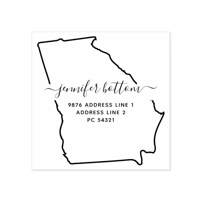 Georgia map Family return address Rubber Stamp (Imprint)
