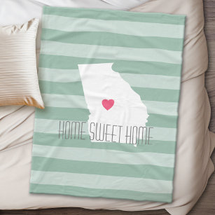 Georgia Map Home State Love with Custom Heart Fleece Blanket