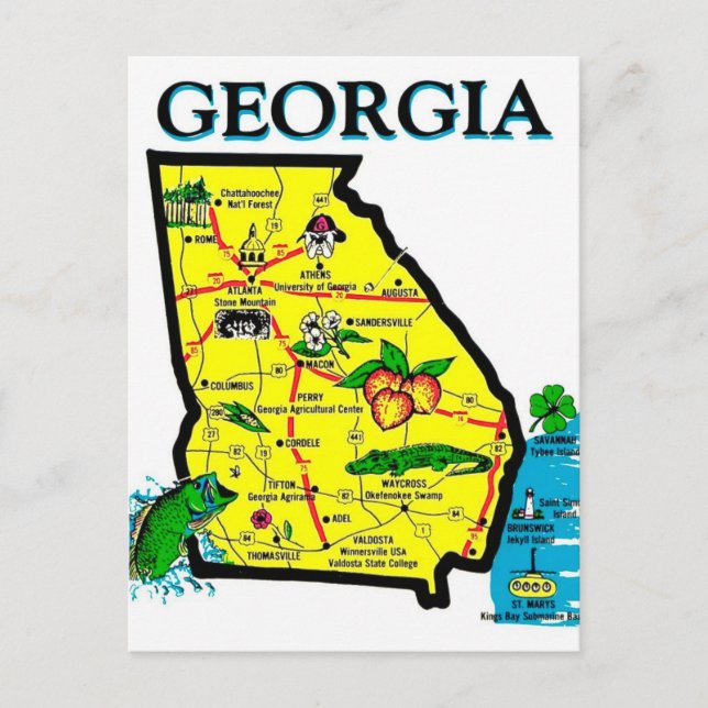 Georgia Map Postcard (Front)