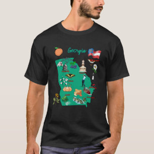Georgia map with major cities Tourist Destinations T-Shirt