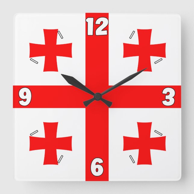 Georgia National Flag Patriotic Square Wall Clock (Front)