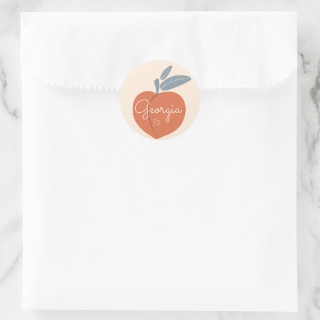 Georgia Peach Classic Round Sticker (Bag)
