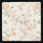 Georgia Peach Heart Fruit Floral Stone Coaster<br><div class="desc">Georgia Peach Heart Fruit Floral</div>