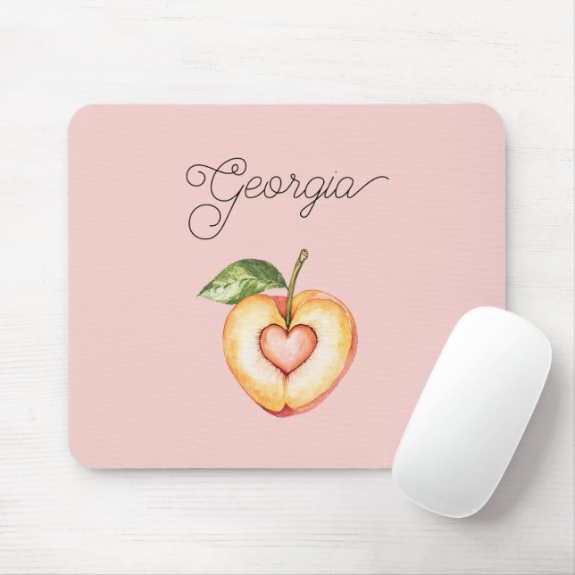 Georgia Peach Heart Fruit Mouse Pad (With Mouse)