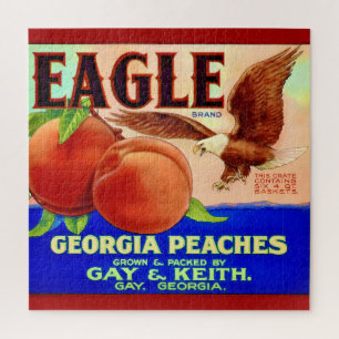 Georgia Peach Label 20x20  Jigsaw Puzzle