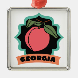 Georgia Peach Logo Metal Tree Decoration