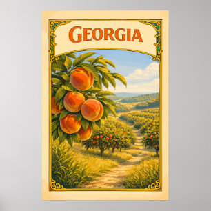 Georgia Peach Orchard Vintage Poster