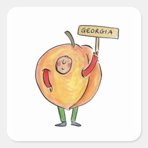 Georgia Peach Square Sticker