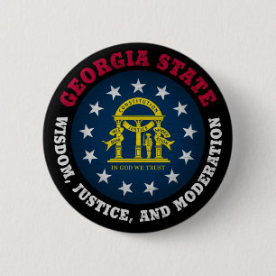 GEORGIA PEACH STATE FLAG 6 CM ROUND BADGE